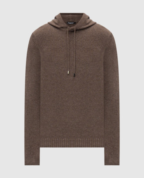 Stefano Ricci Brown cashmere sweater with hood K404010FCCF26468