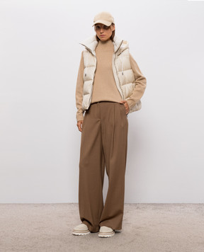 Peserico Brown wool pants with belt P0470102660