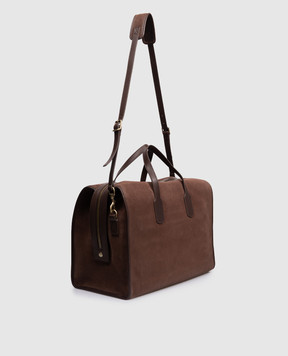 Gianni Chiarini Brown suede travel bag BERLINO with logo BSN11629COMMCMPL