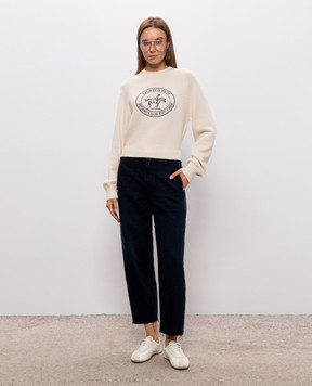 Sporty & Rich Joconde Riding Club ivory wool sweater WS11785000WH37