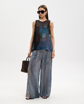 Masnada Black T-shirt with printed silk 8079COB