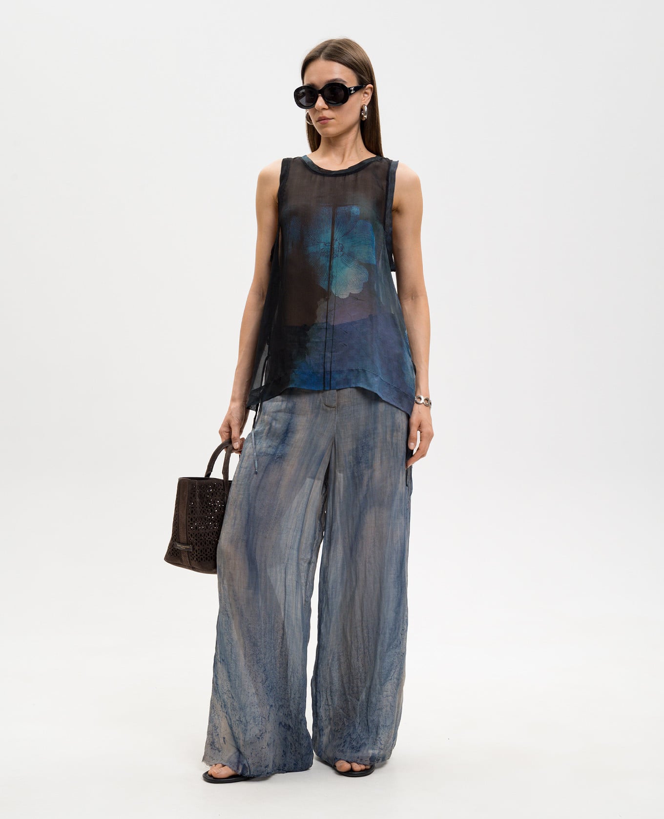 Black T-shirt with printed silk Masnada 2
