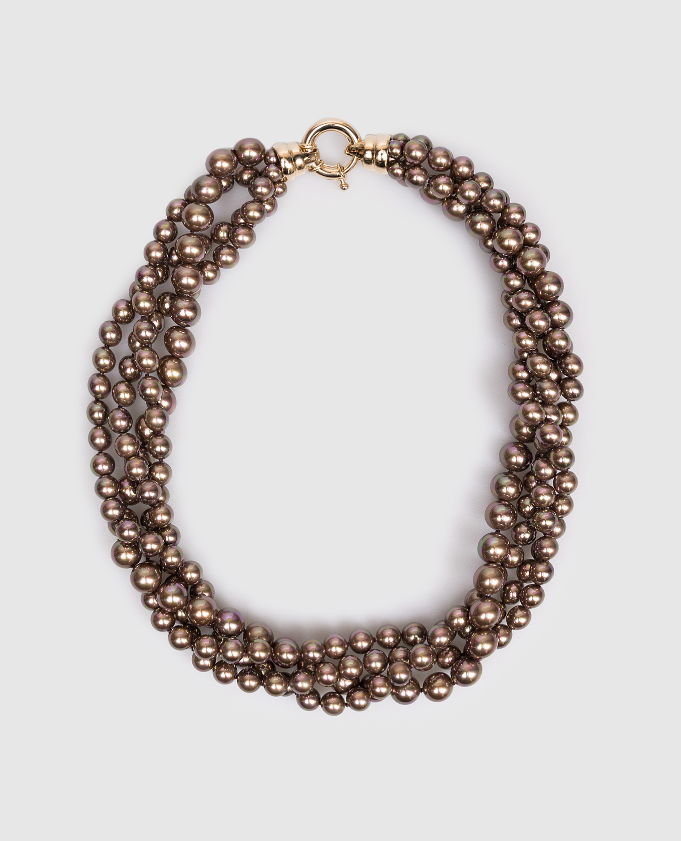 

Brown layered necklace with pearl beads Madreperla