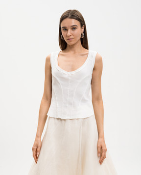 Marc Le Bihan Ivory ribbed T-shirt 2841