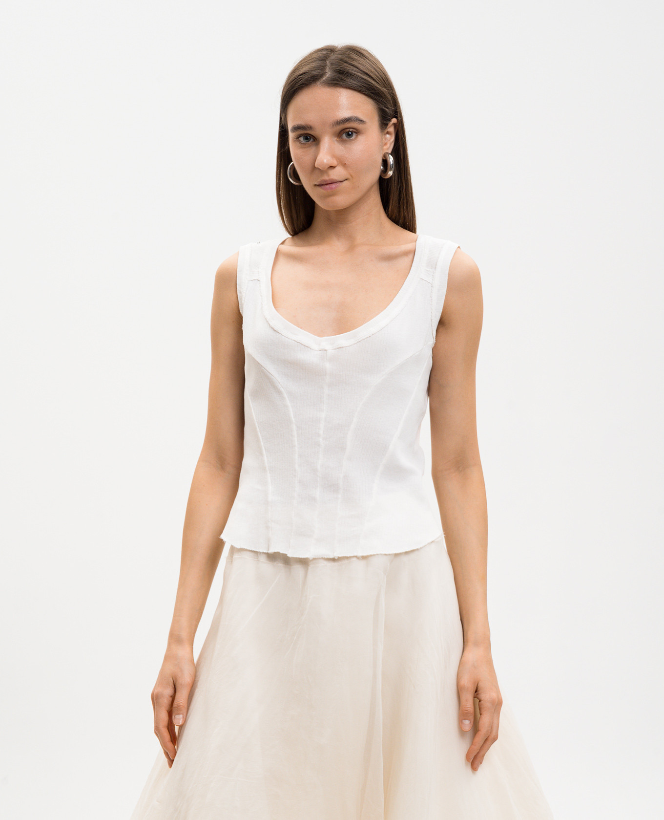 

Ivory ribbed T-shirt Marc Le Bihan, Beige