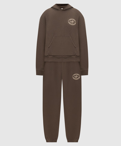 Brown insulated tracksuit with logo print
