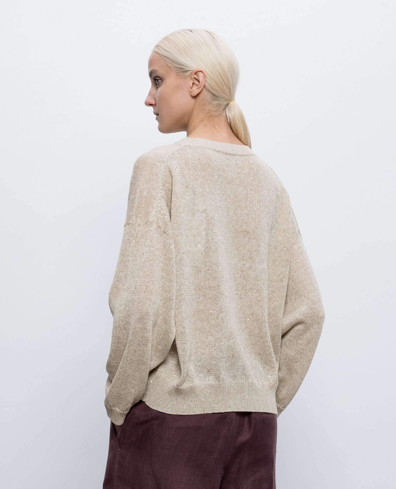 

Beige linen jumper with sequins Brunello Cucinelli