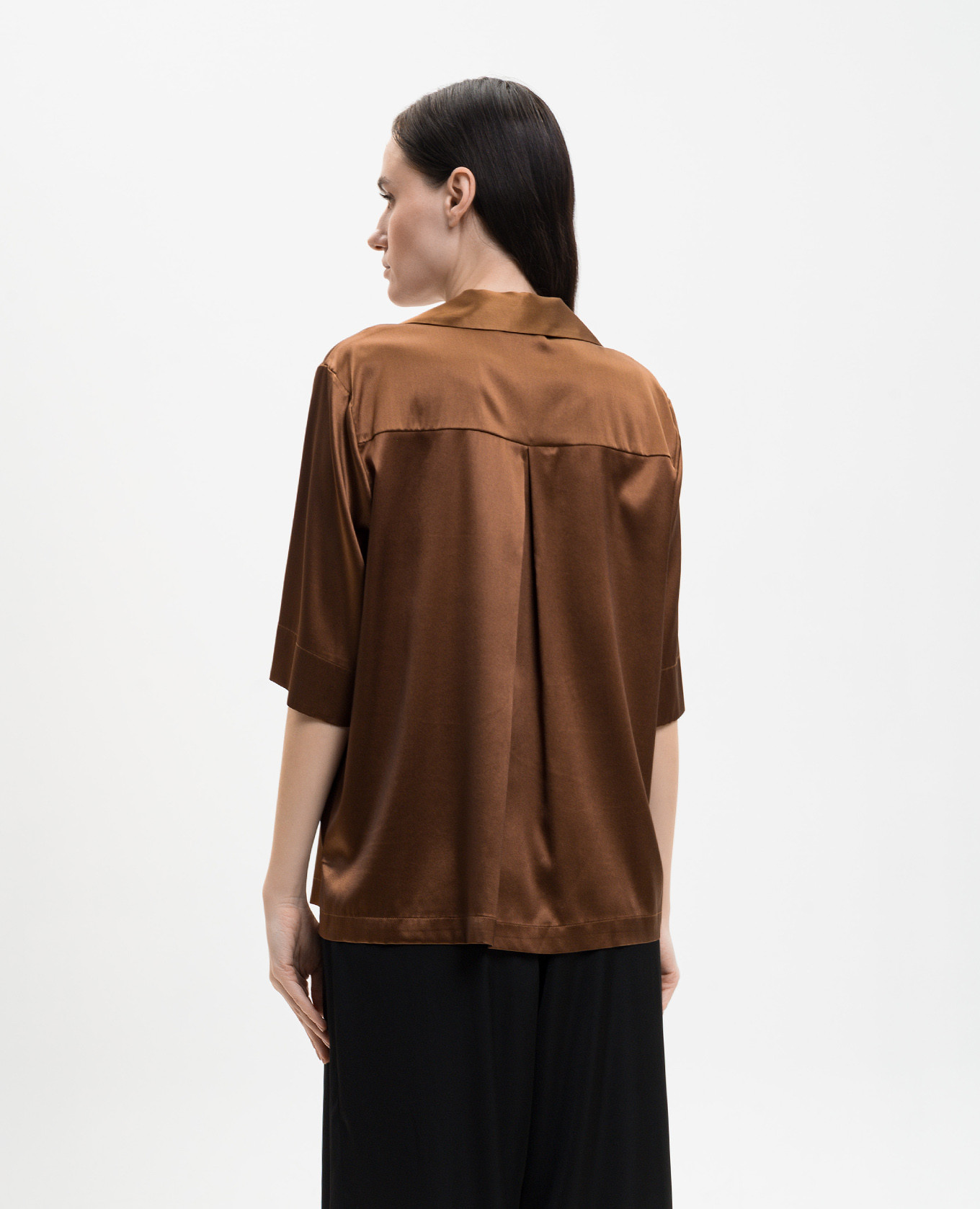 Brown silk blouse Solotre 4