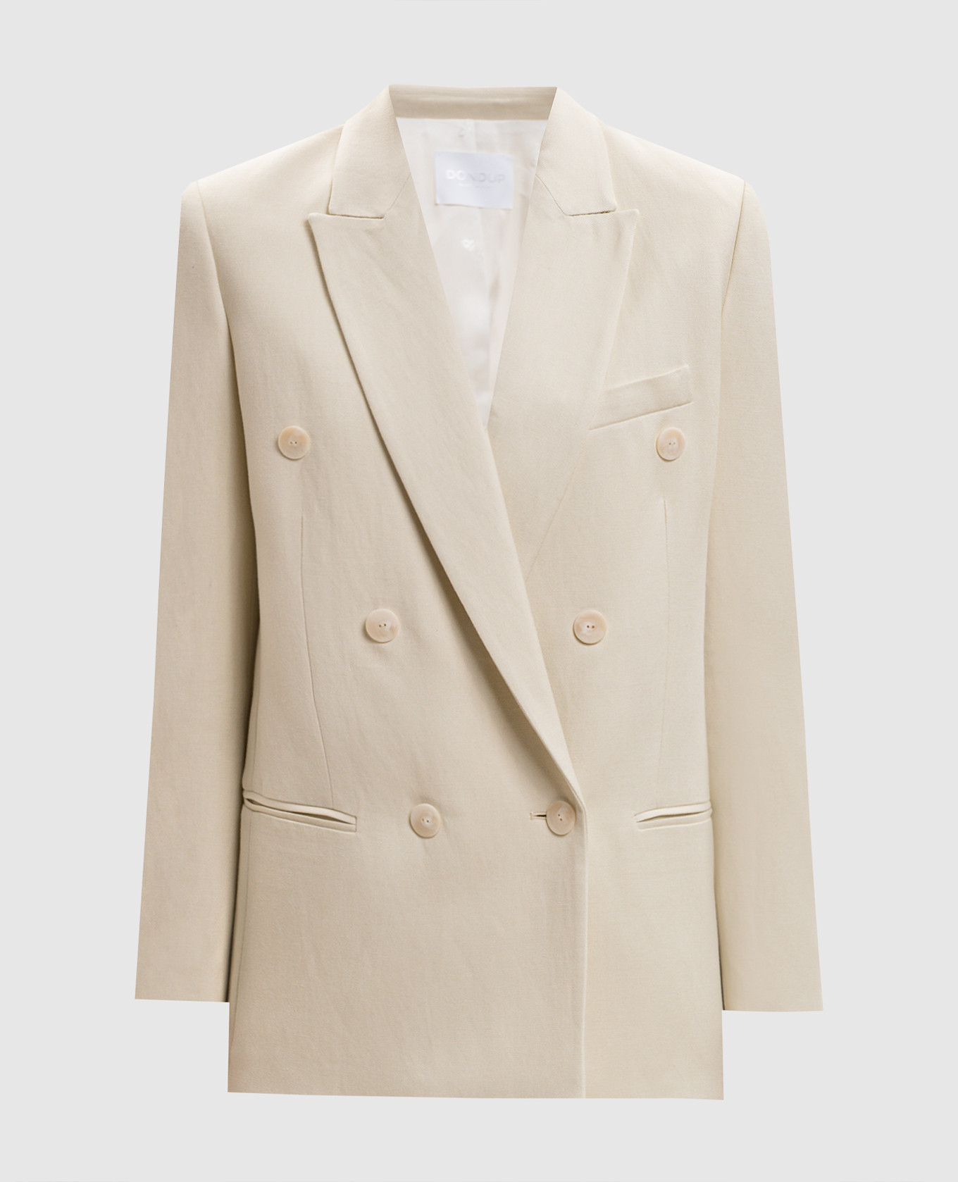 

Double-breasted jacket in ivory with linen Dondup, Beige
