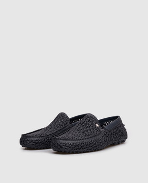 Stefano Ricci Blue perforated loafers with emblem UR64G2424TPSDPW