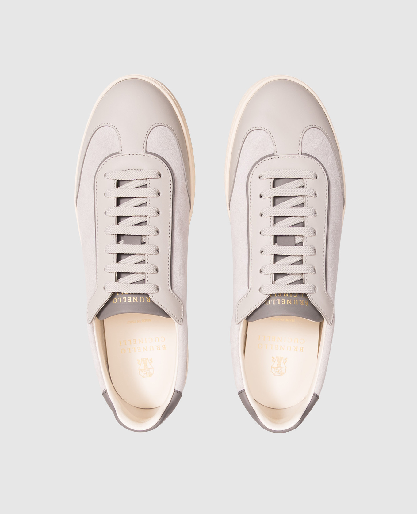 Grey leather sneakers with logo print Brunello Cucinelli 4