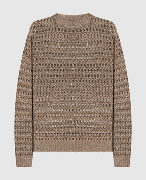 Brunello Cucinelli Beige openwork sweater with wool and cashmere MGO378800
