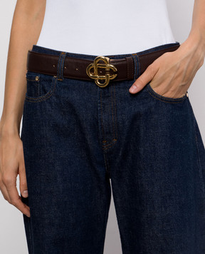 Casablanca Brown leather belt with emblem APF26ACC01414W