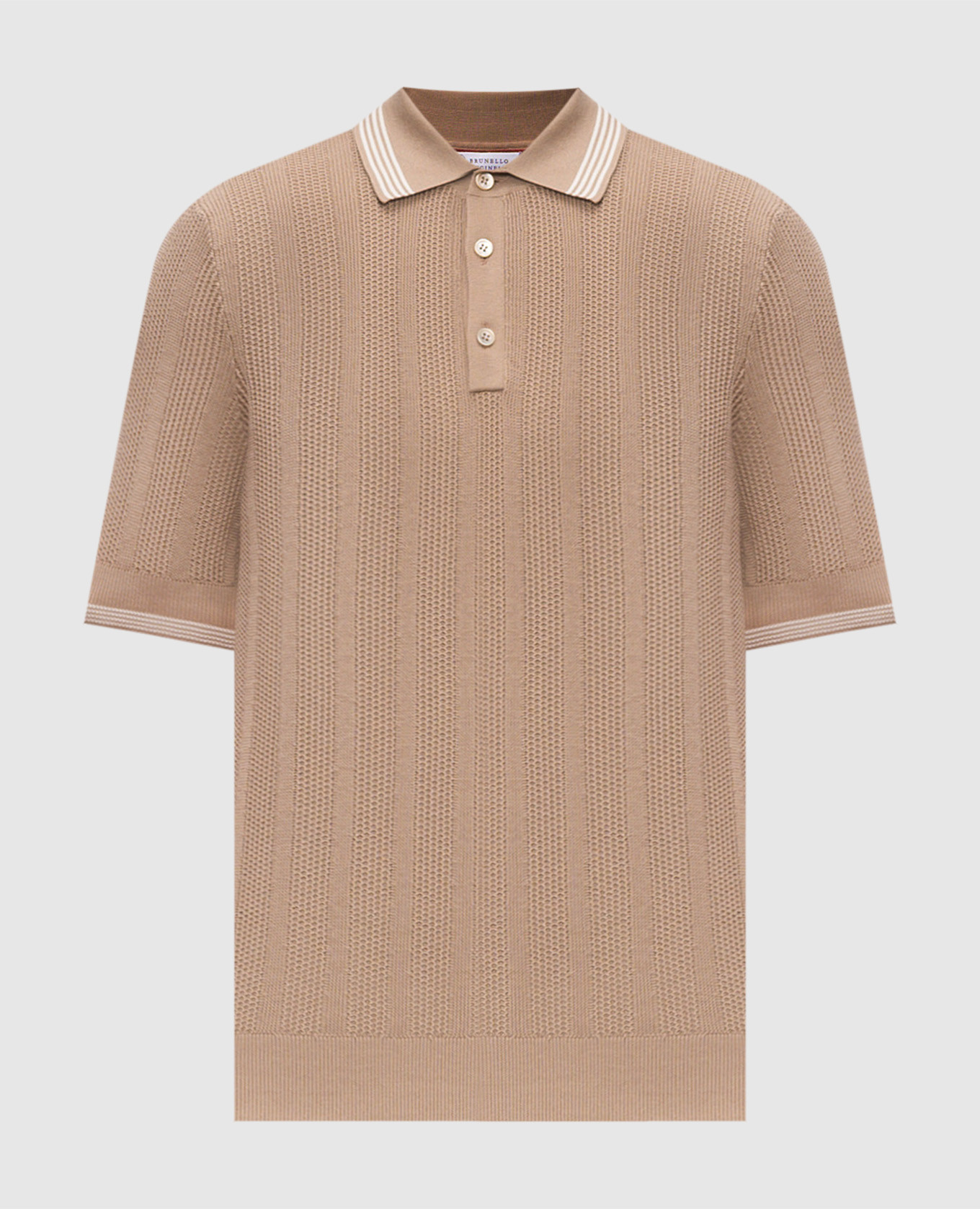 Brown polo with contrasting stripes