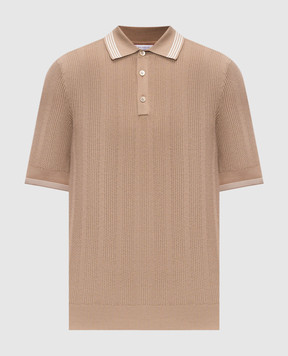 Brunello Cucinelli Brown polo with contrasting stripes M29204205P
