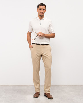 Stefano Ricci White patterned silk polo shirt K616452P31F26117