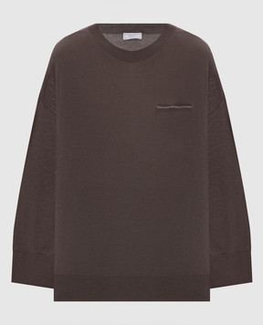 Peserico Brown wool jumper with monil chain A99060F18K09169