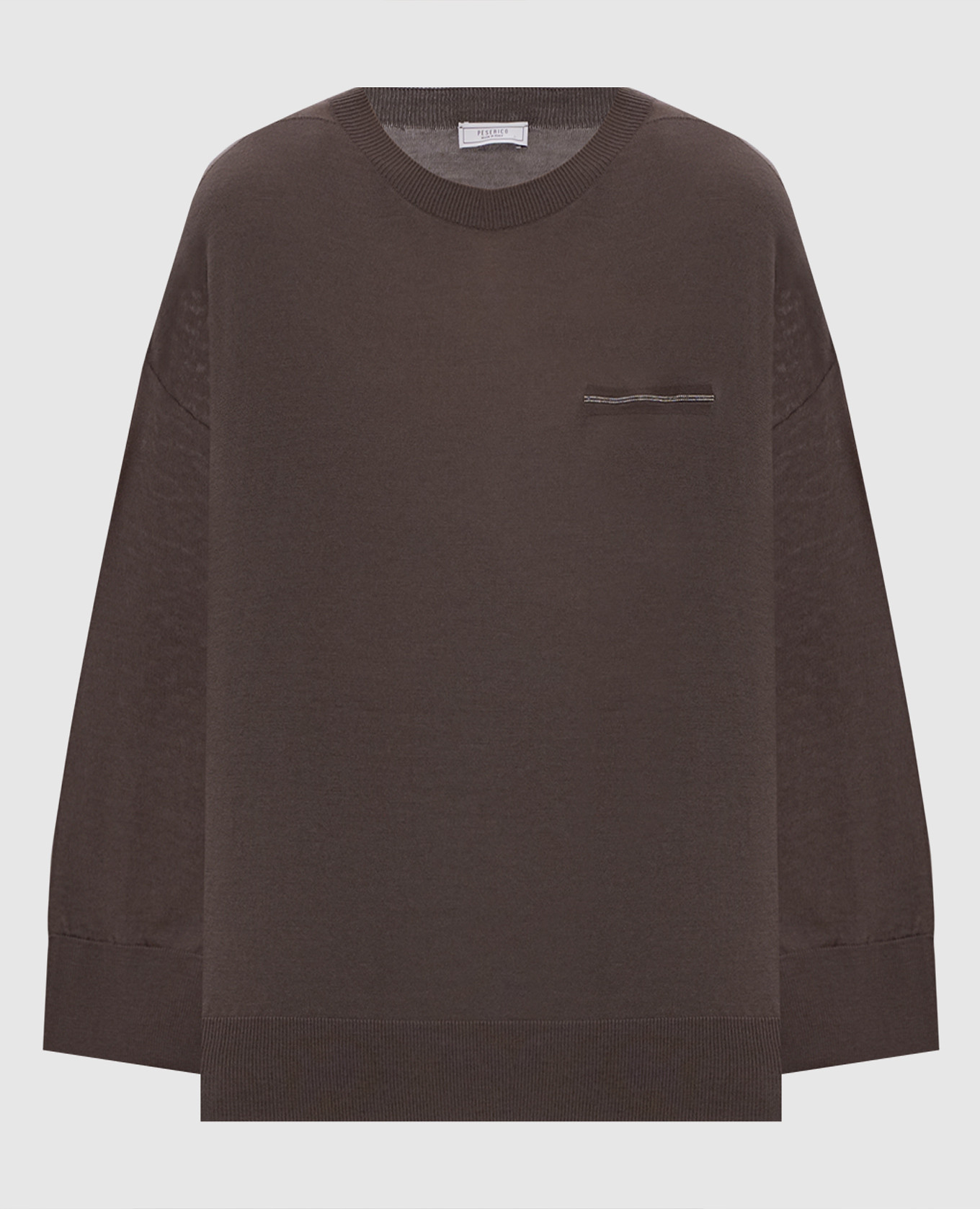 Brown wool jumper with monil chain