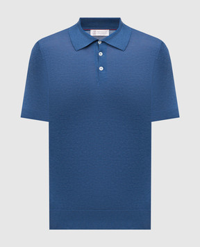 Brunello Cucinelli Blue polo with silk MNB805405