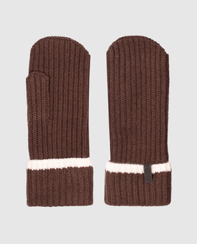 Brunello Cucinelli Brown cashmere gloves M12504999