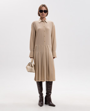Toteme Beige pleated silk shirt dress 263WRD0350FB0115