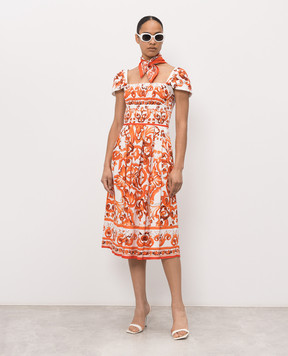 Dolce&Gabbana White dress with contrasting print F6TVKTGDDRL
