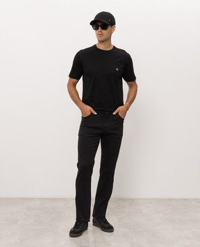 Stefano Ricci Black T-shirt with logo patch MNH6105000TE0001