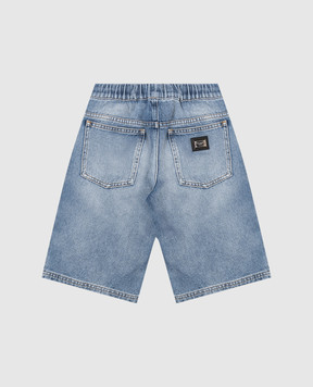 Dolce&Gabbana Children's blue denim shorts with logo engraving L43Q69LDD8336