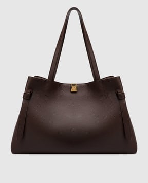 YUZEFI Brown leather tote bag GYOZA GYOZATOTE
