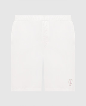 Brunello Cucinelli White polo shirt with embroidered emblem MW8641330F