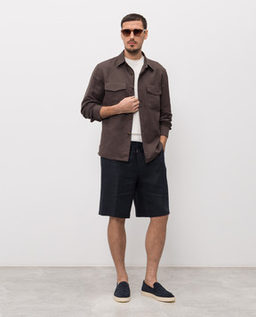 Canali Brown linen and silk shirt AX03156E31021
