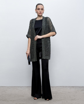 Peserico Green openwork cardigan with sequins E99166F039329A