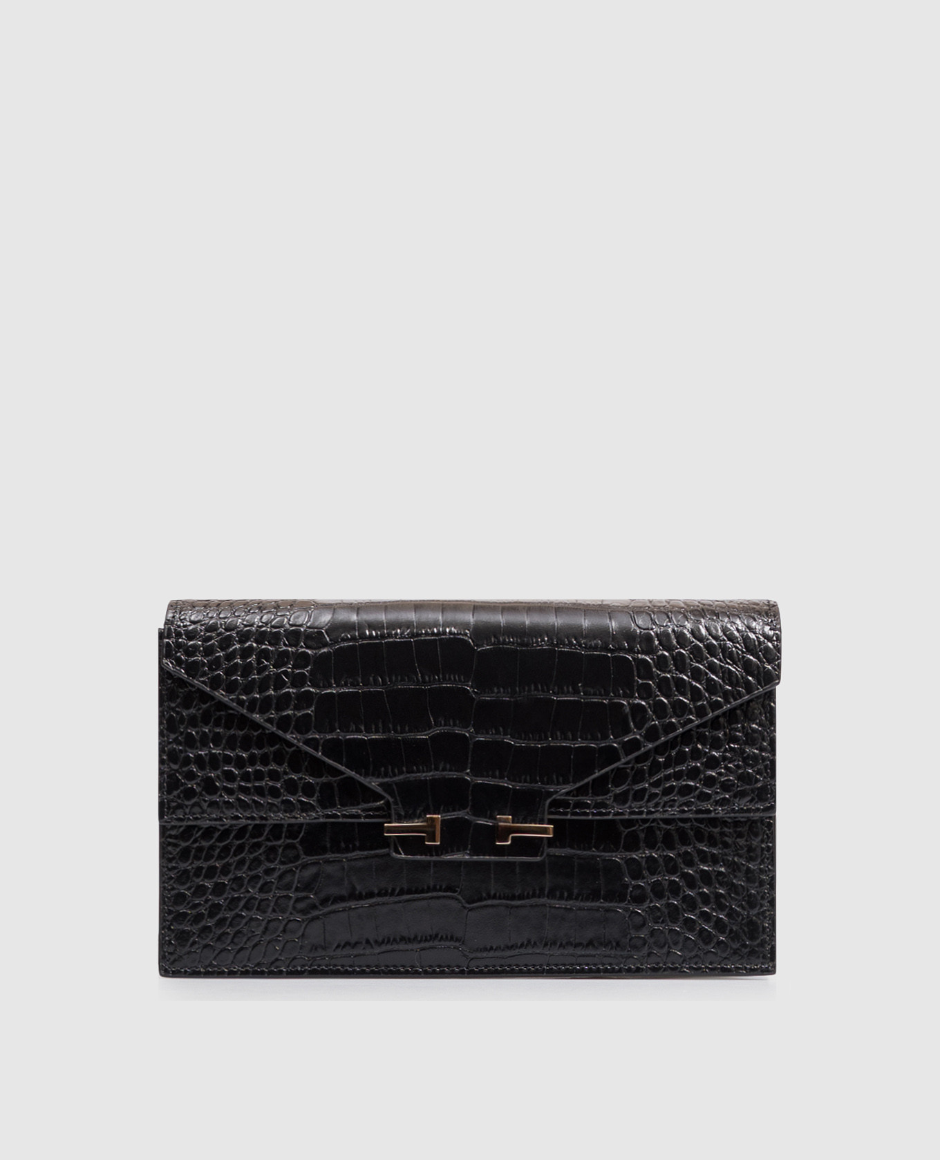 AUBE black crocodile-embossed leather cross-body bag
