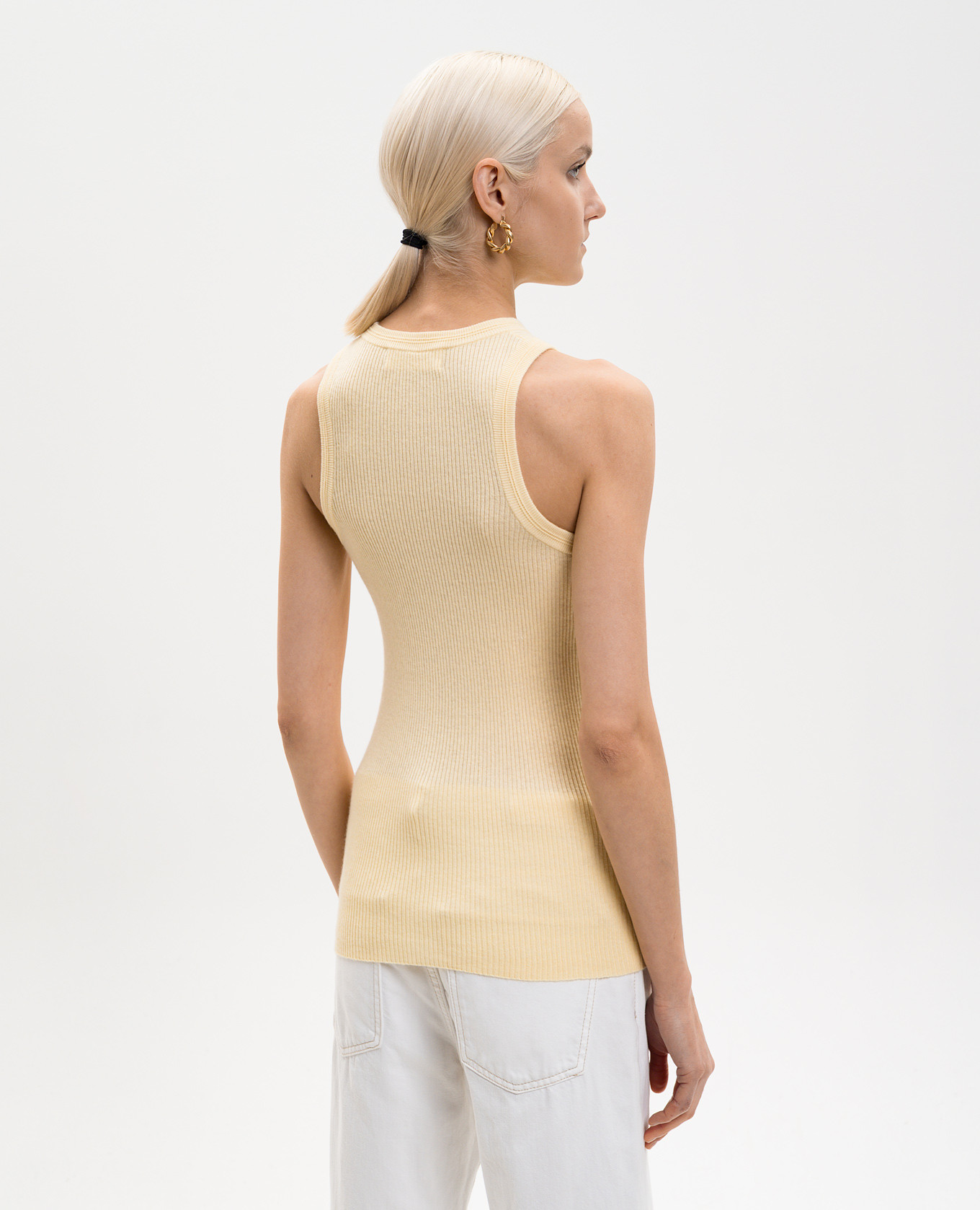 

Amya yellow ribbed cashmere top LISA YANG