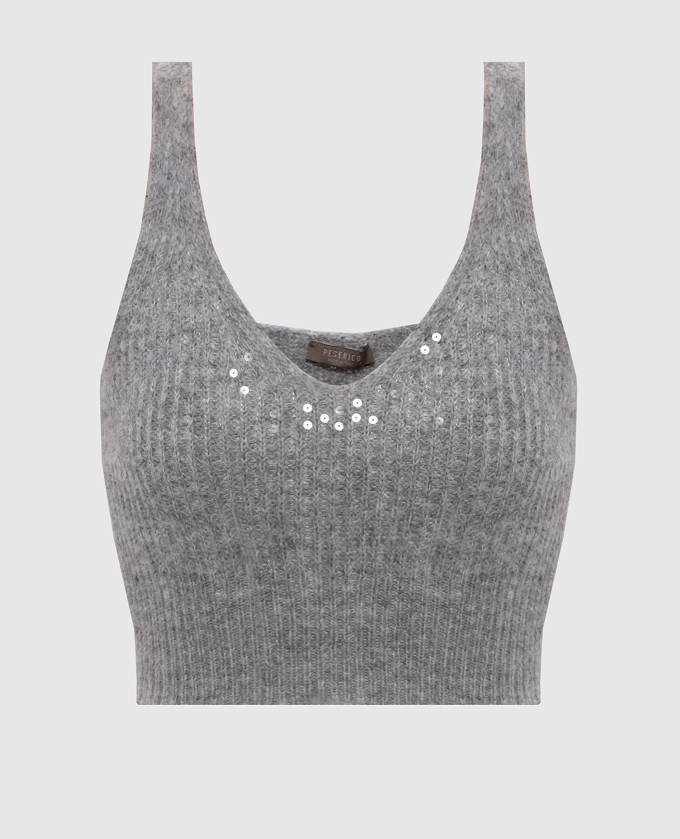Gray alpaca wool top Peserico