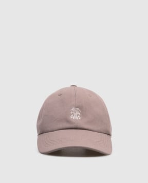 Brunello Cucinelli Children's brown cap with embroidered emblem B252DW322A