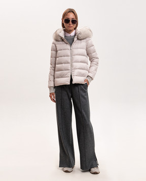 MooRER Beige PEGASO down jacket with fox fur PEGASOCWR