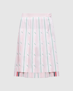 Thom Browne Pink striped pleated skirt FGCA37UF1159