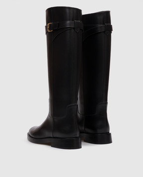 Valentino Black leather boots with logo 9W2S0MT1DSH