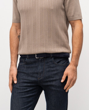 Canali Blue suede braided belt KB0044050C
