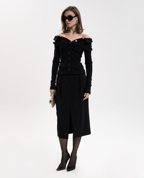 Dolce&Gabbana Black wool midi skirt F4DKTTFU2L8