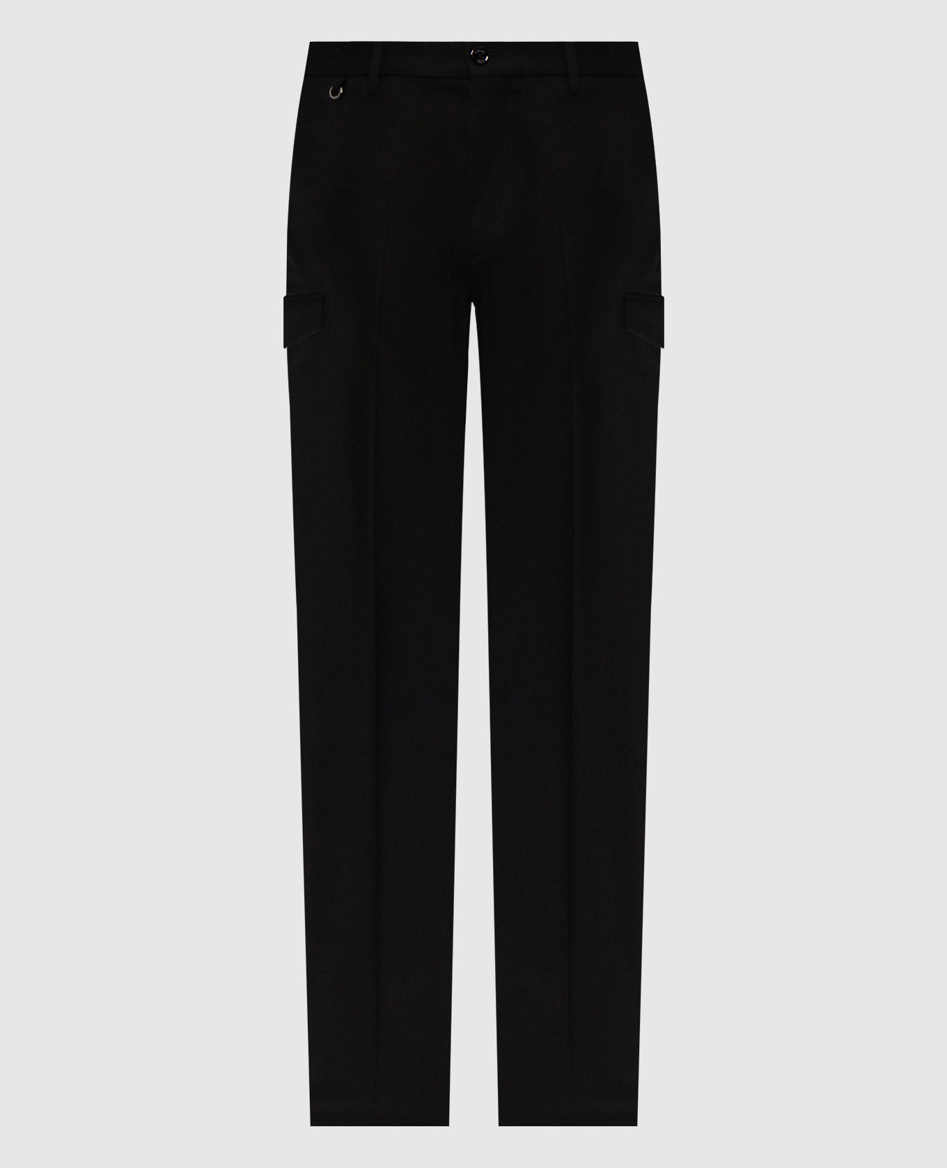 Black wool and cashmere cargo pants
