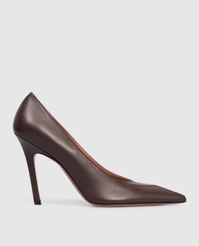Amina Muaddi Brown leather Christine shoes 15S365670CHR
