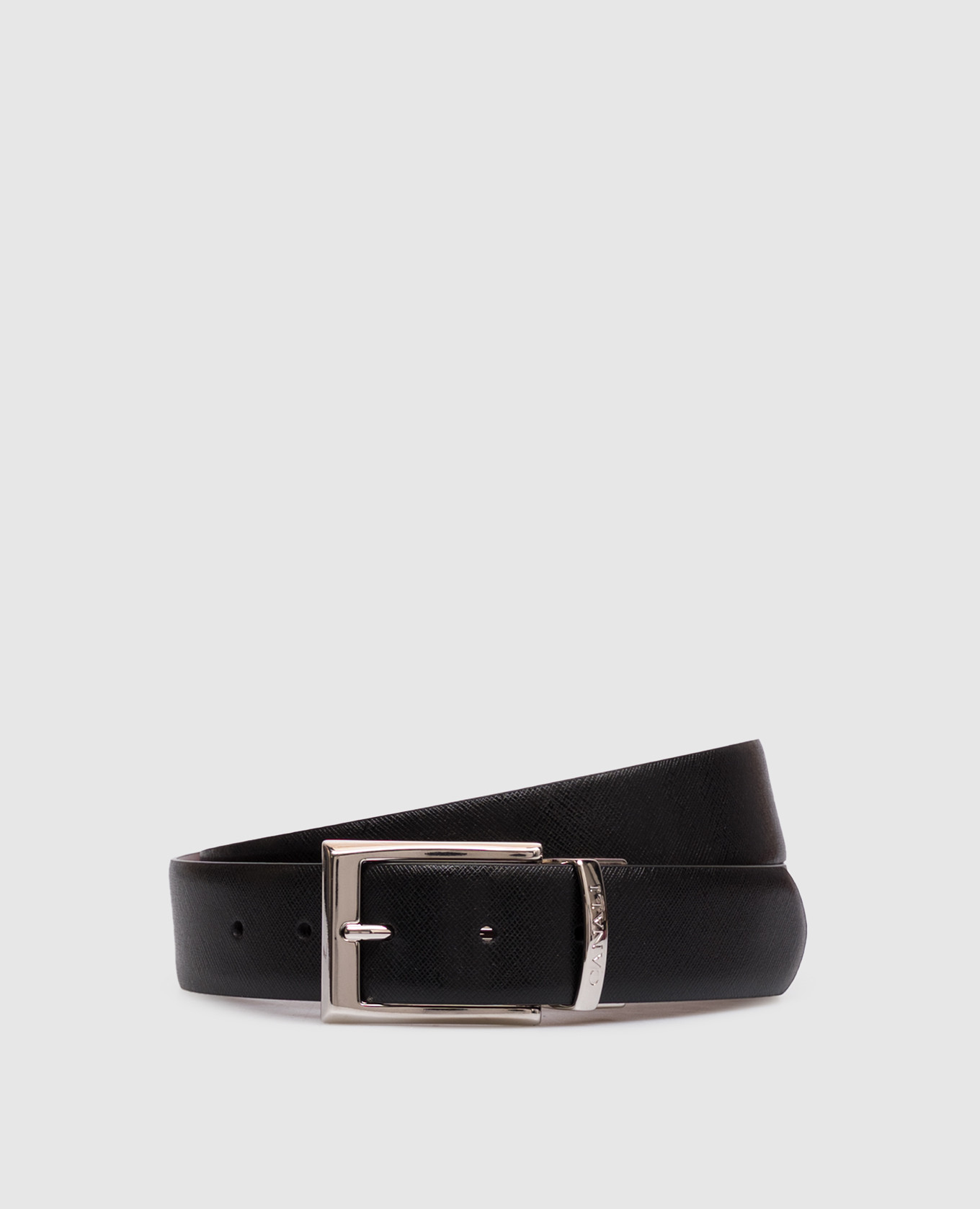 Black leather reversible belt