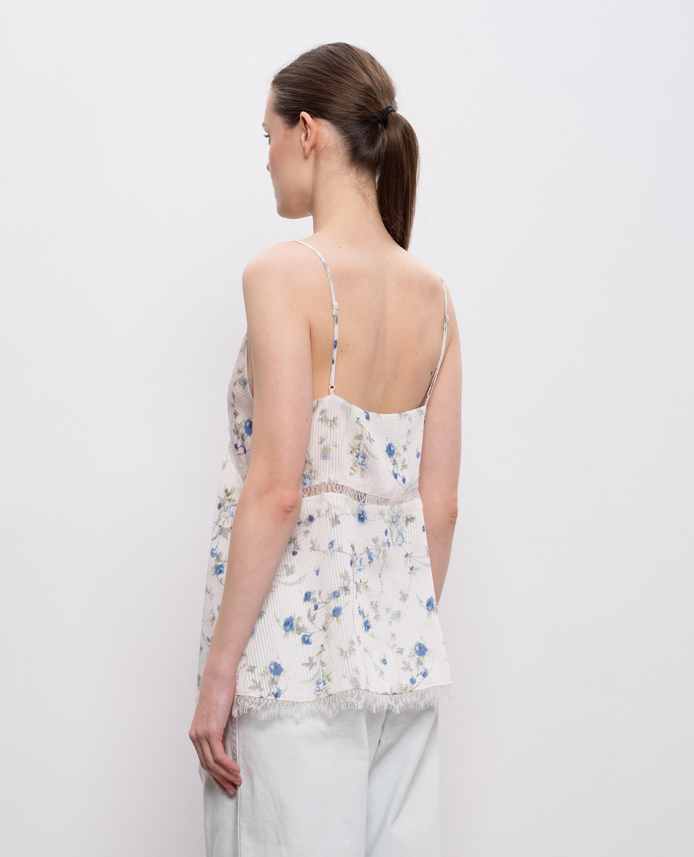 White floral print top with lace Juun.j 4