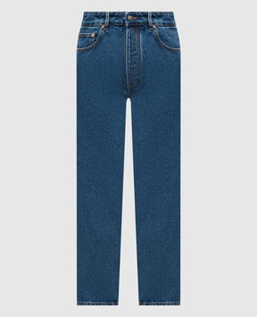 Palm Angels Blue jeans with textured monogram logo PMYA039R24DEN001