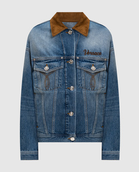 Versace Blue denim jacket with suede collar 10226941A16751