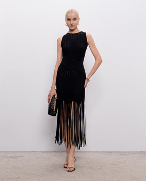Balmain Black dress with fringe GF0R5176KJ63