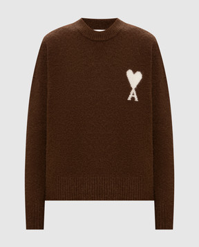 Ami Paris Brown alpaca wool sweater UKS836KN0135