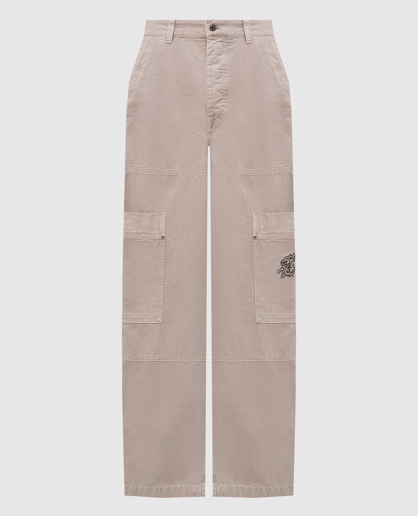 Grey cargo pants with logo embroidery